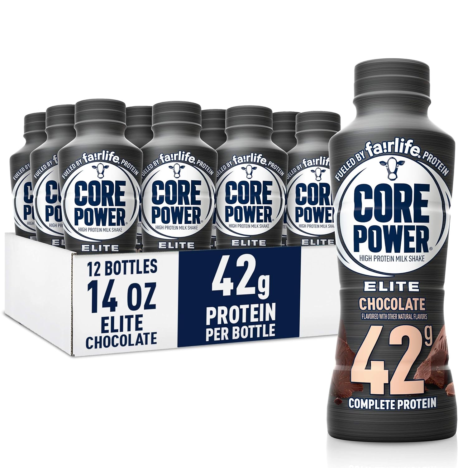 Core Power Elite High Protein Shakes (42g), Chocolate, Ready to Drink for Workout Recovery, 14 Fl Oz (Pack of 12) Pack of 2