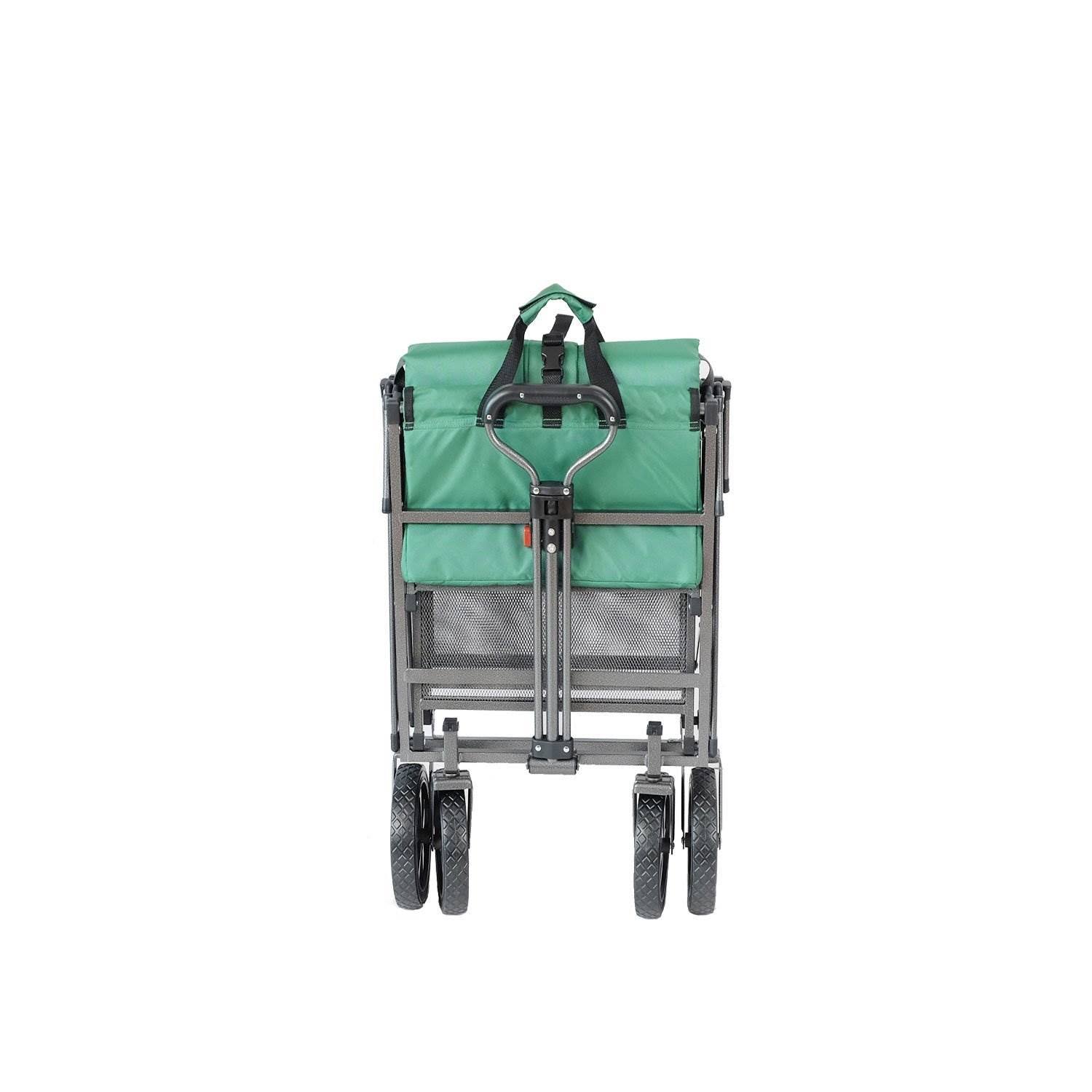 Mac Sports Heavy Duty Steel Double Decker Collapsible Yard Cart Wagon, Green