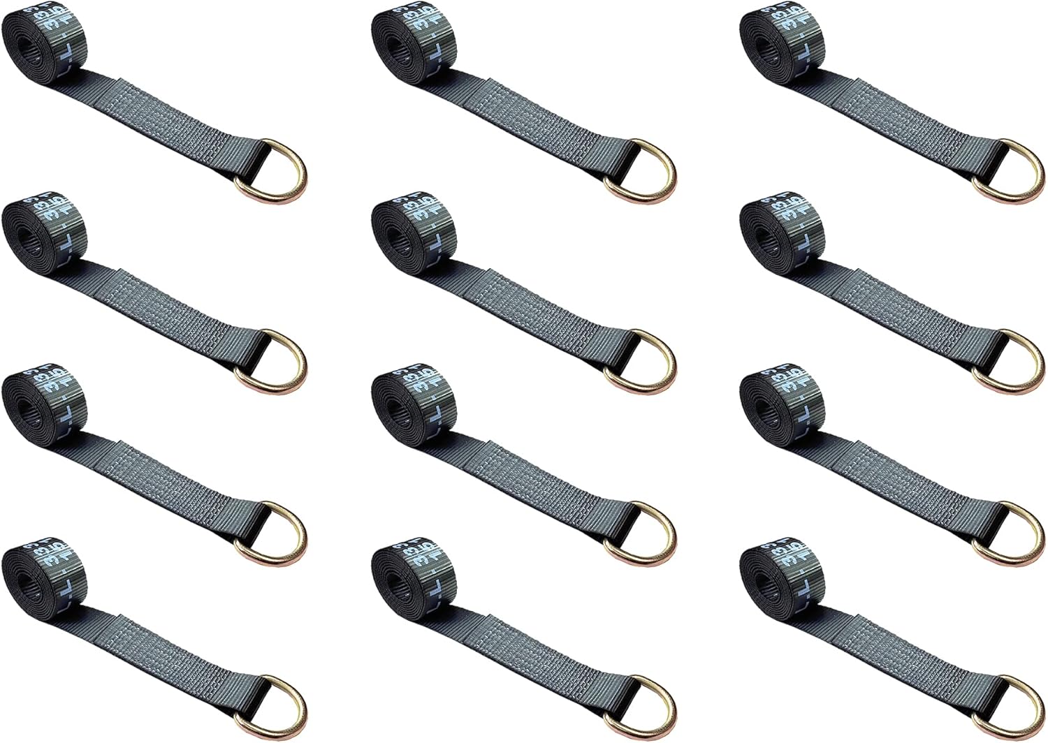 Mega Cargo Control 2&rdquo; x 10&rsquo; D-Ring Lasso Strap Auto Tie Down for Wheel Lift, Trailer, Tow Truck (Yellow, 10 - Pack)