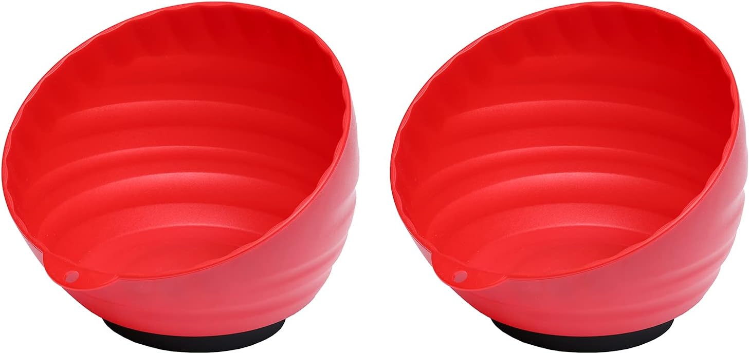 Mayouko 6 inch Magnetic Nut Cup, Magnetic Bowls for Holding Nuts and Bolts, Coated Magnet Sticks to Any Ferrous Work Surface, 2 Pieces Set