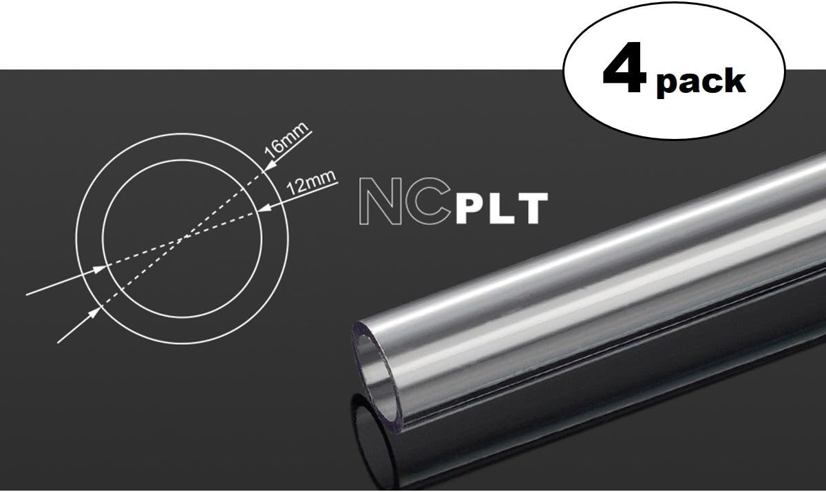 Bitspower None Chamfer PETG Link Tube, 16mm OD, 1000mm, Clear, 4-Pack Pack of 2