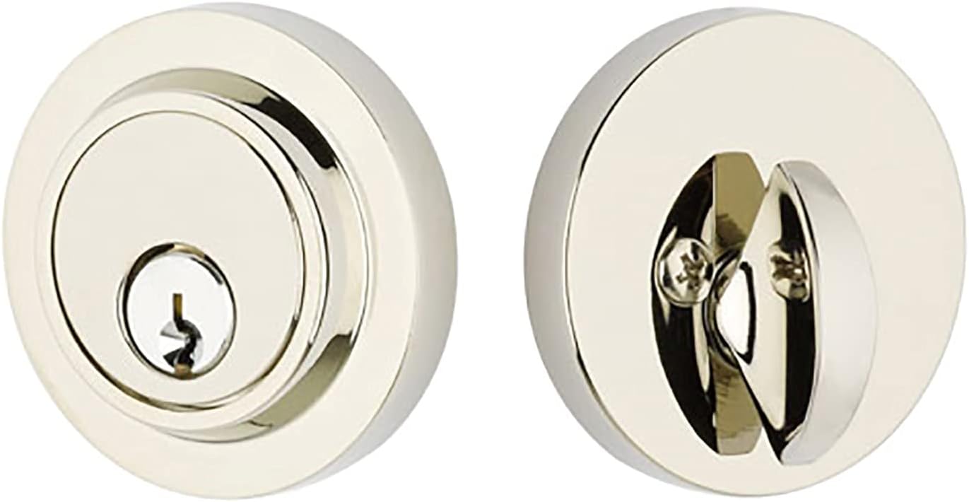 Emtek Deadbolt Single Cylinder Solid Brass Round Modern Style Deadbolt, C-Keyway, Model: 8467, Color: Satin Brass (US4) Pack of 2