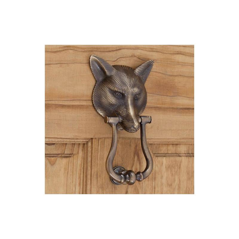 Signature Hardware 919484 Fox 8-1/2 inch Tall Solid Brass Door Knocker Antique Brass Door Accessory Door Knocker Designer 325659