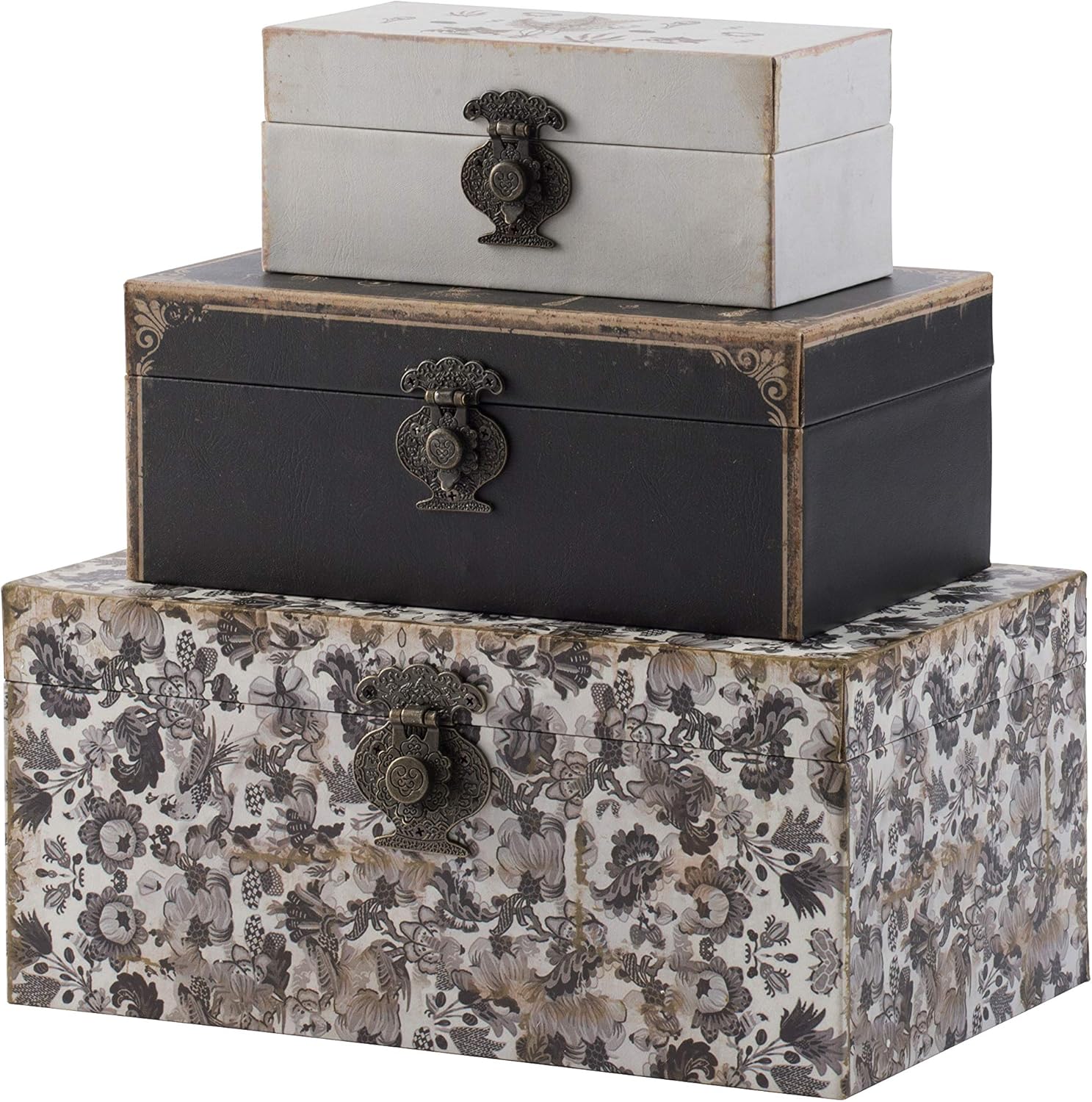 Loui Michel Cie Black and White Decorative Box, Set of 3, Multi-Color