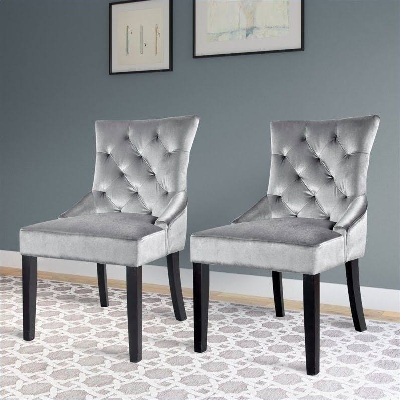 Atlin Designs Tufted Accent Chair in Gray (Set of 2)