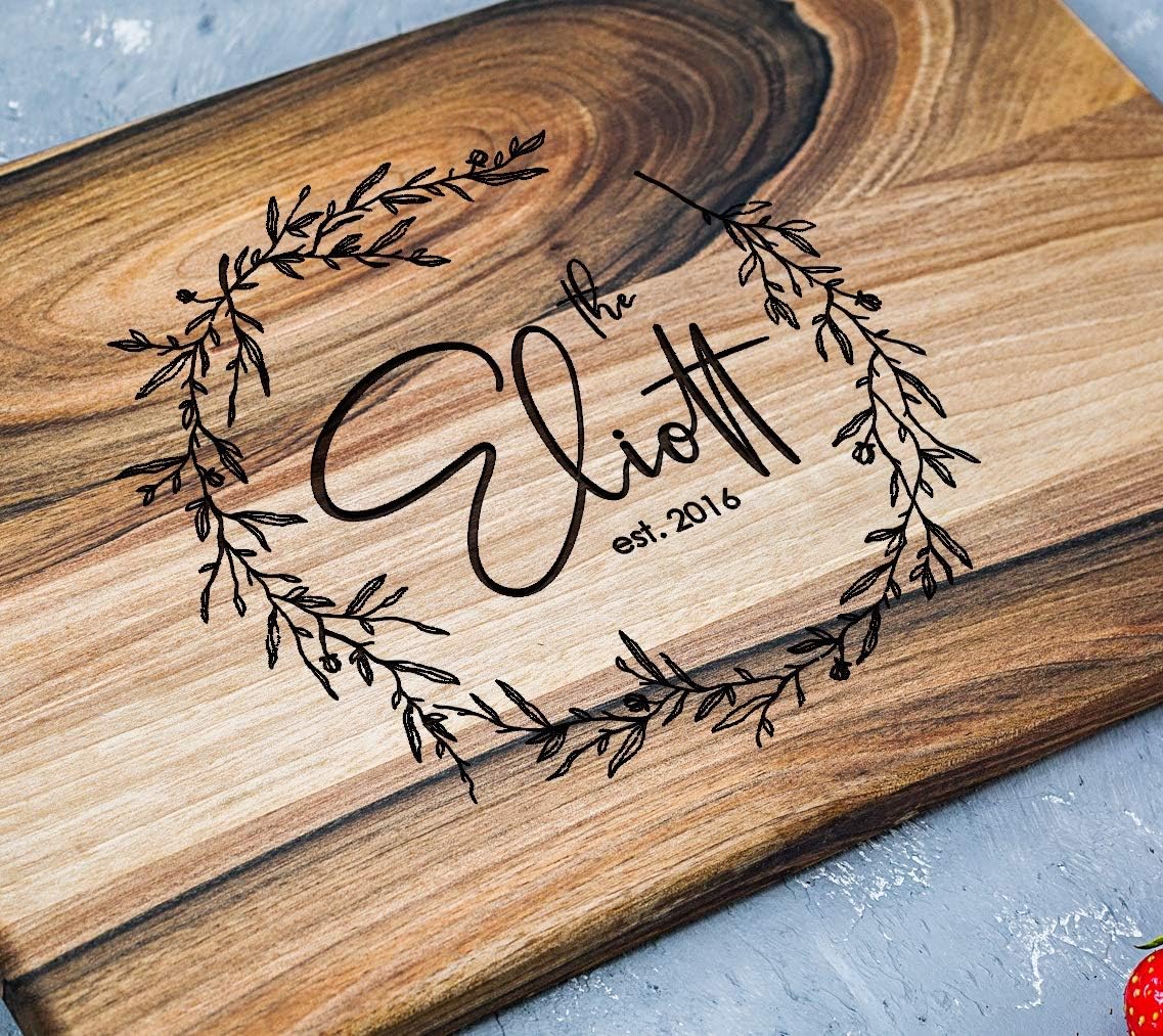 Personalized cutting board, Engraved cutting board, Custom cutting board, Wedding Gift, Bridal shower, Housewarming Anniversary Oak Walnut (Walnut 12x16, Millers) Pack of 2