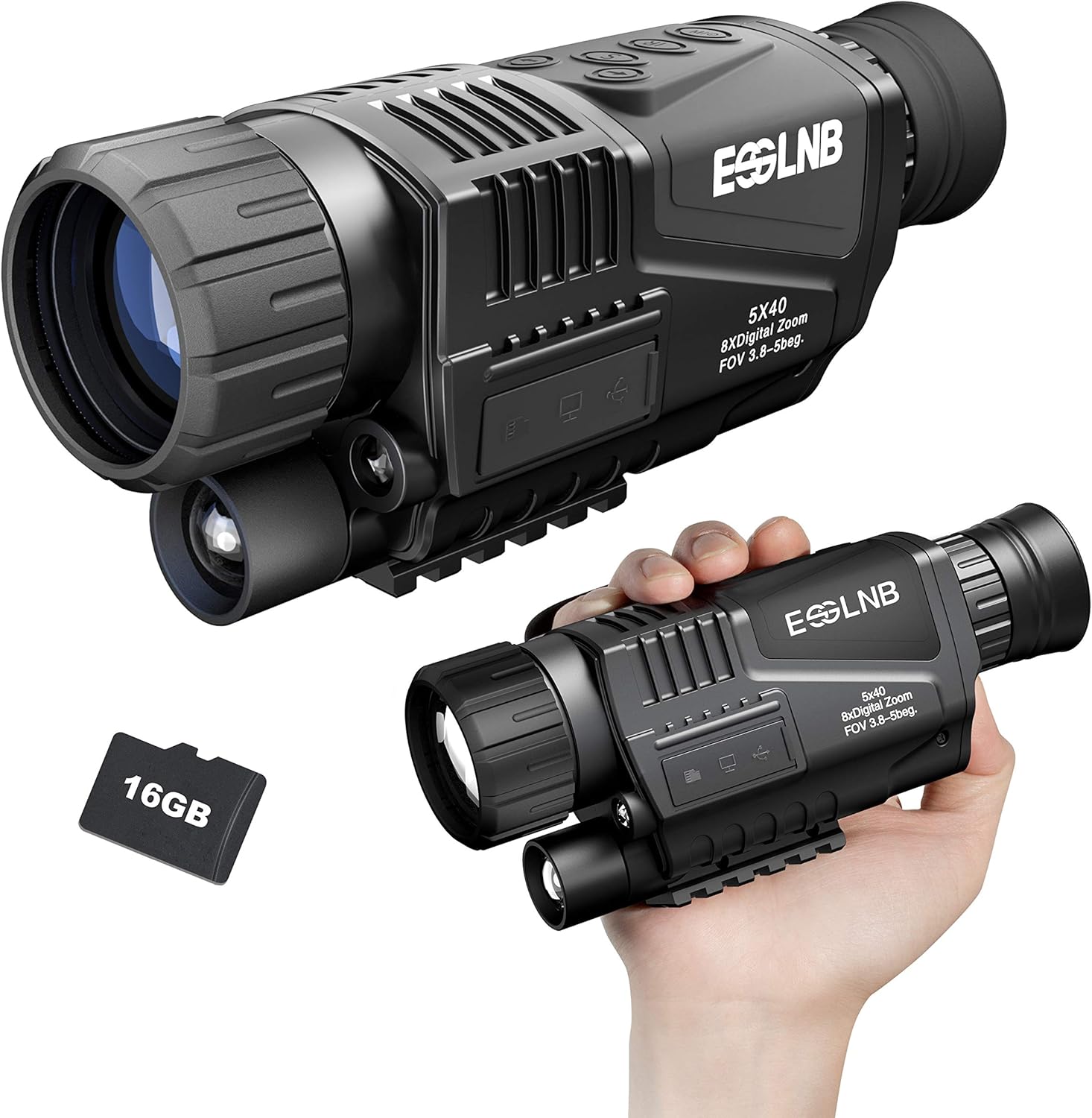 ESSLNB Night Vision Monocular 5X40 Night Vision Infrared Monocular with 1.5