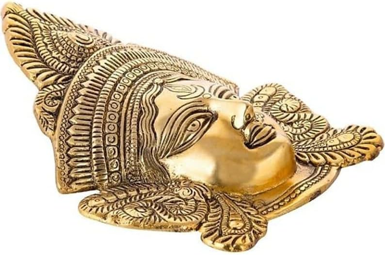 Brass Goddess maa durga, maa divine face Murti for Office Home Decor Wall Mount Evil Eye Vastu hindu god table top durga mask 9.5