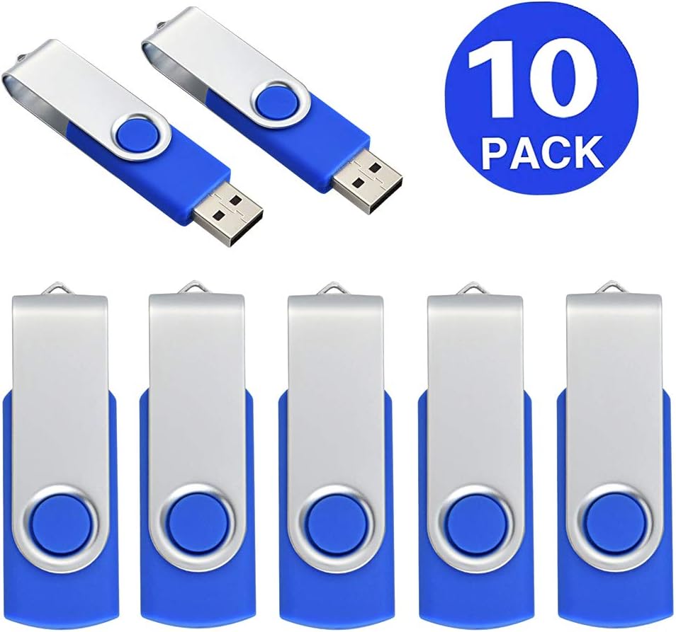 Aiibe 2GB Flash Drive USB Flash Drive Thumb Drives 2G USB 2.0 Memory Stick Wholesale/Lot/Bulk (2GB, 10 Pack, Blue) Pack of 2