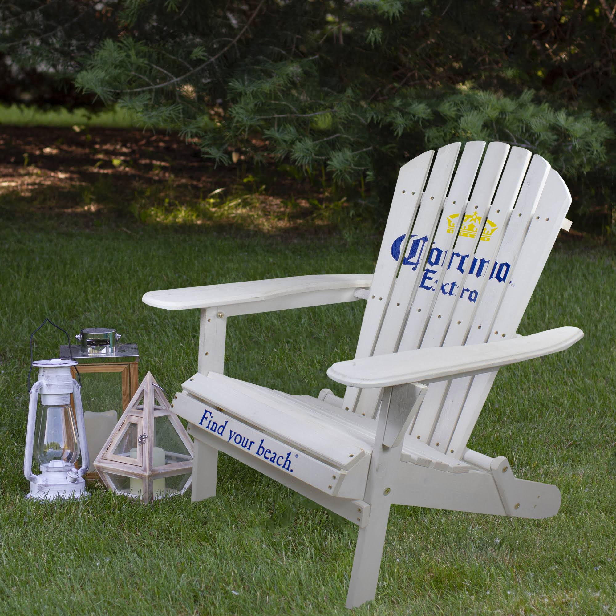 36x22 White Corona Classic Folding Wooden Adirondack Chair - 34219254