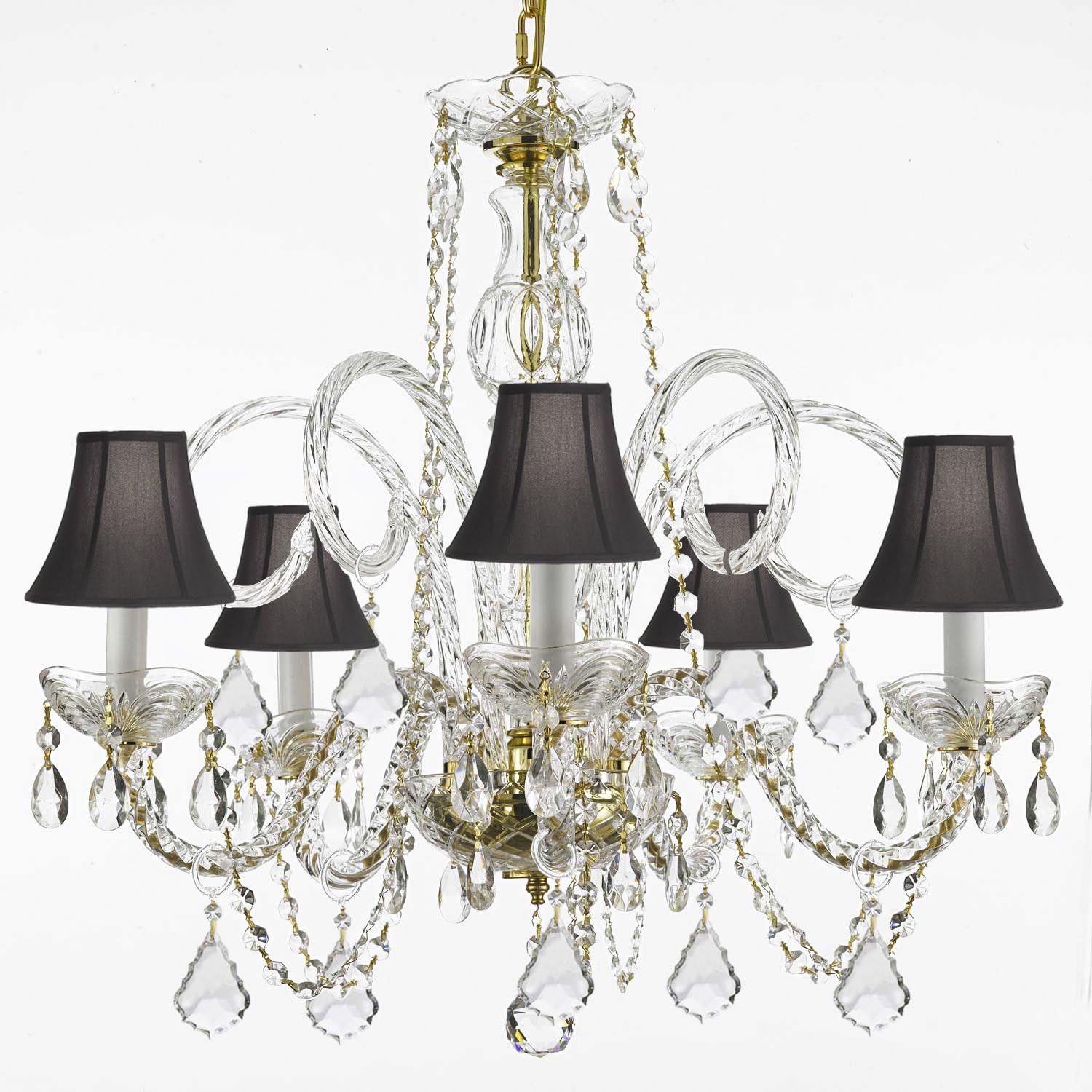 Crystal Chandelier Chandeliers Lighting with Black Shades! H 25