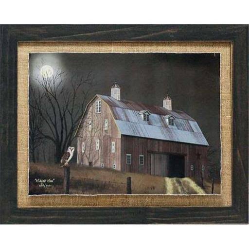 Artistic Reflections &Midnight Moon Primitive Country Farm Landscape& by Billy Jacobs Framed Photographic Print