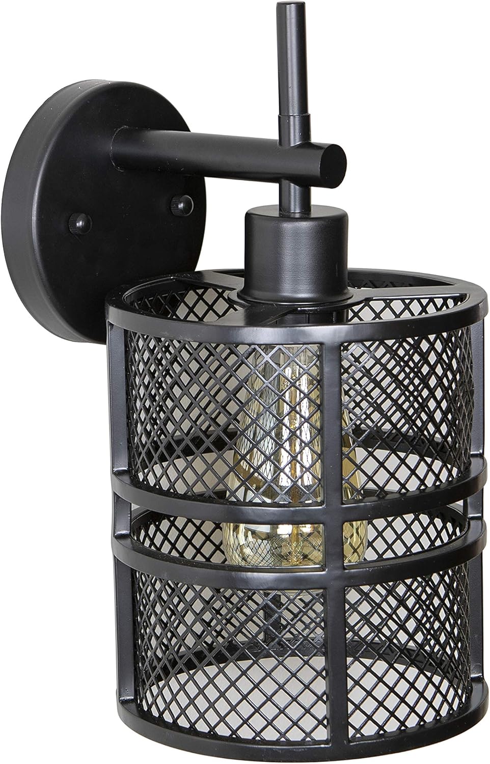 D&eacute;cor Therapy WL1160 Rixon Shade 1-Light Wall Sconce, Black Metal and Mesh