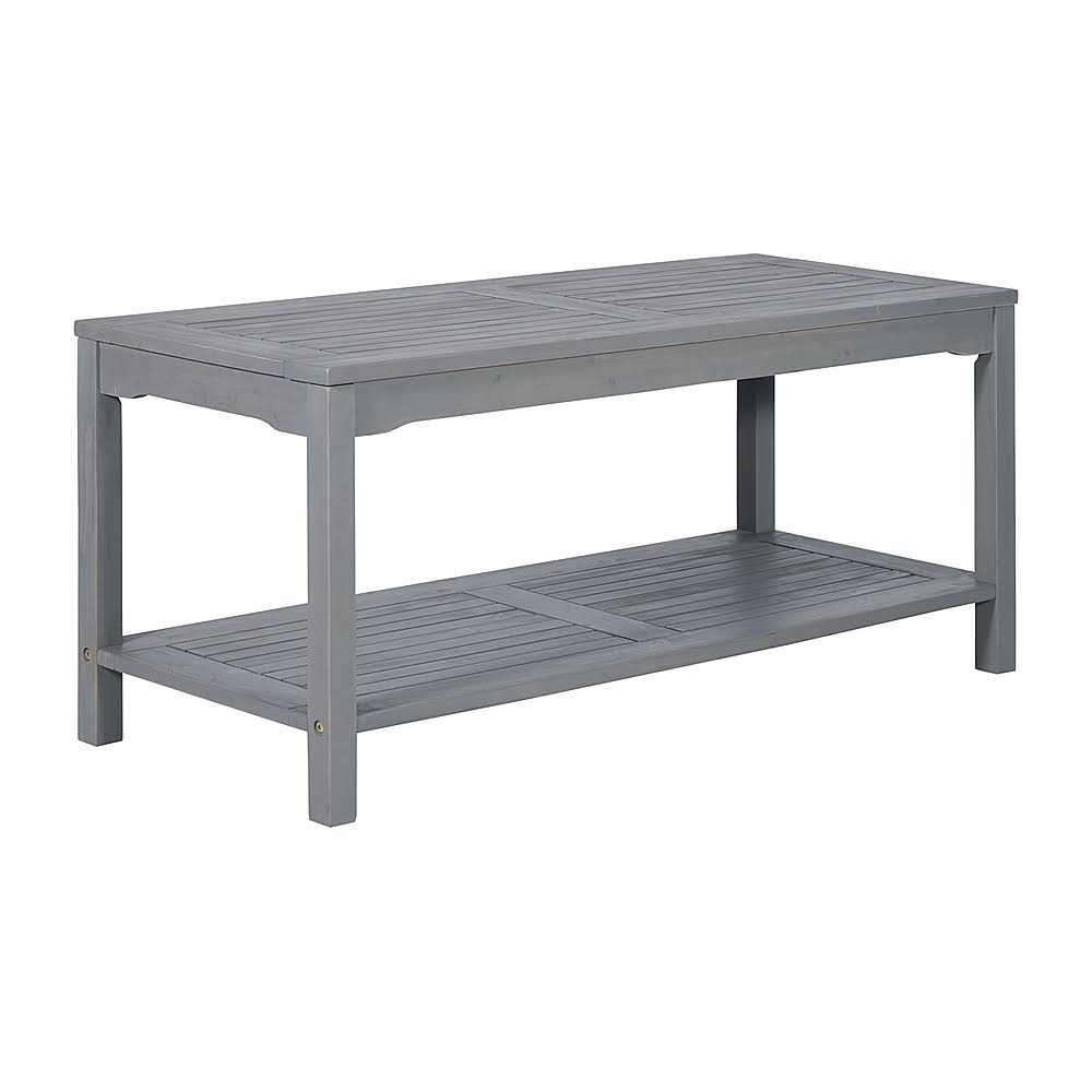 Walker Edison - Cypress Acacia Wood Outdoor Coffee Table - Grey Wash