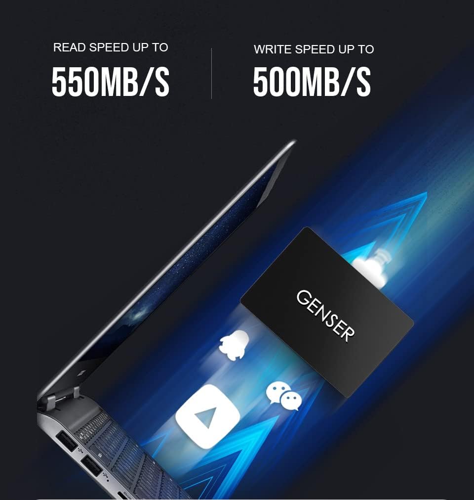 GENSER SSD 1TB 2.5'' SSD SATA 3 HD SSD 1000GB Internal Solid State Hard Disk Drive for Laptop Desktop - Black (1TB, Silver) Pack of 2