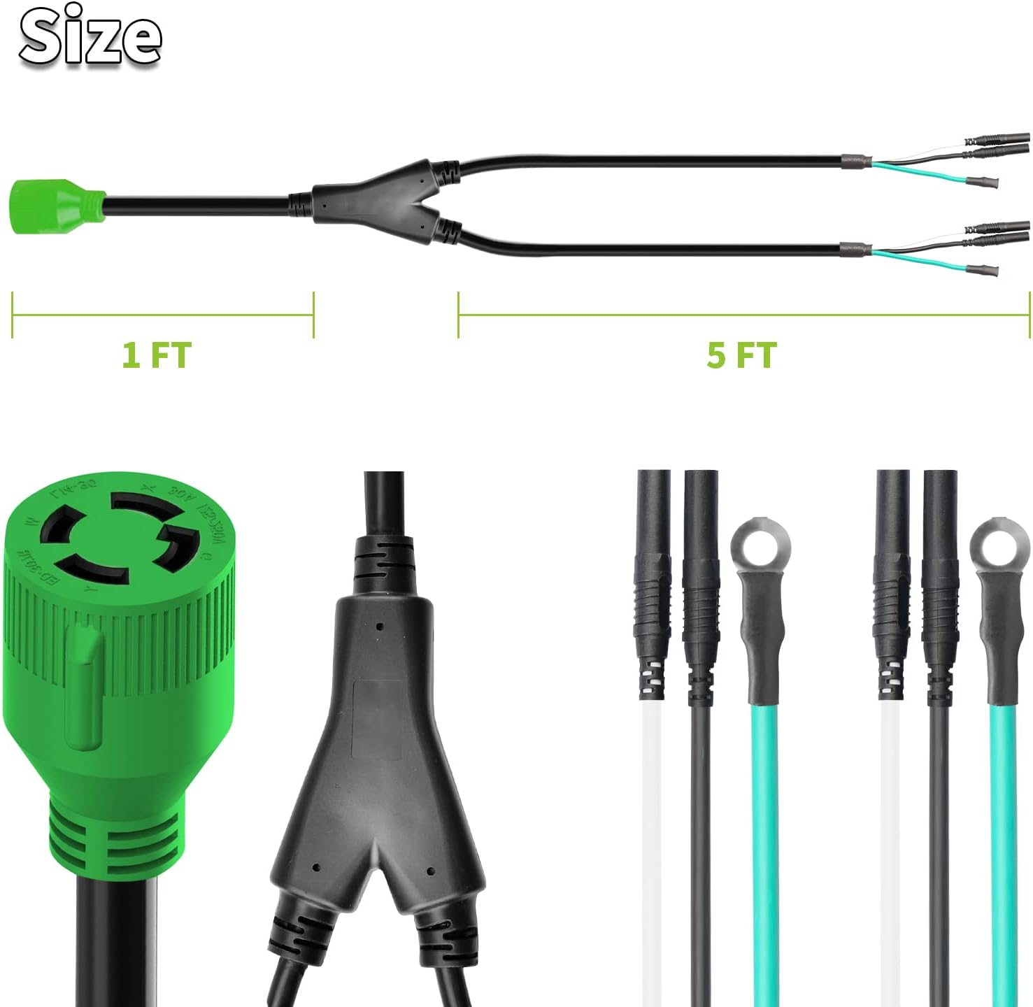 RVMATE 4 Prong 30 Amp Inverter Generator Parallel Cord Pack of 2