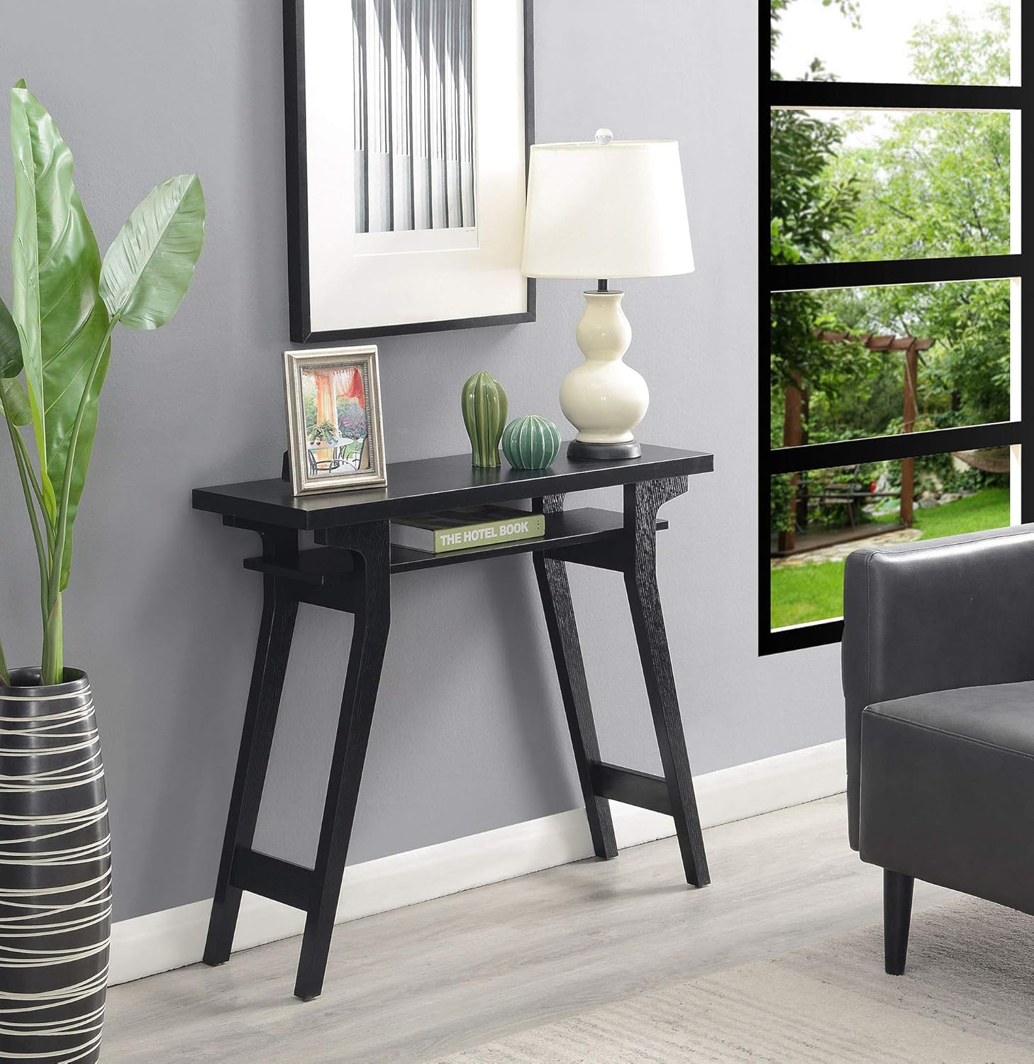 Convenience Concepts Newport Lynda Console Table, Black Pack of 2