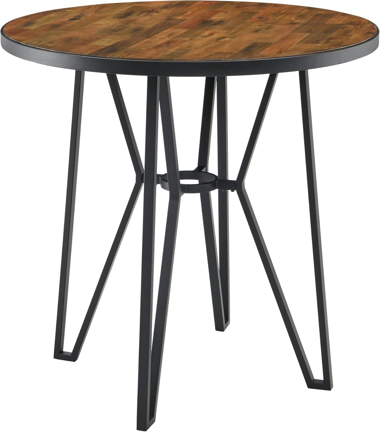 Solid Wood Round Bar Table, 41.7” H Counter Table with Sturdy Metal Frame, Large Mid-Century Dining Room Table with Cross Base, Easy Assembly for Kitchen Living Room Small Space Walnut YGBZ2012RC