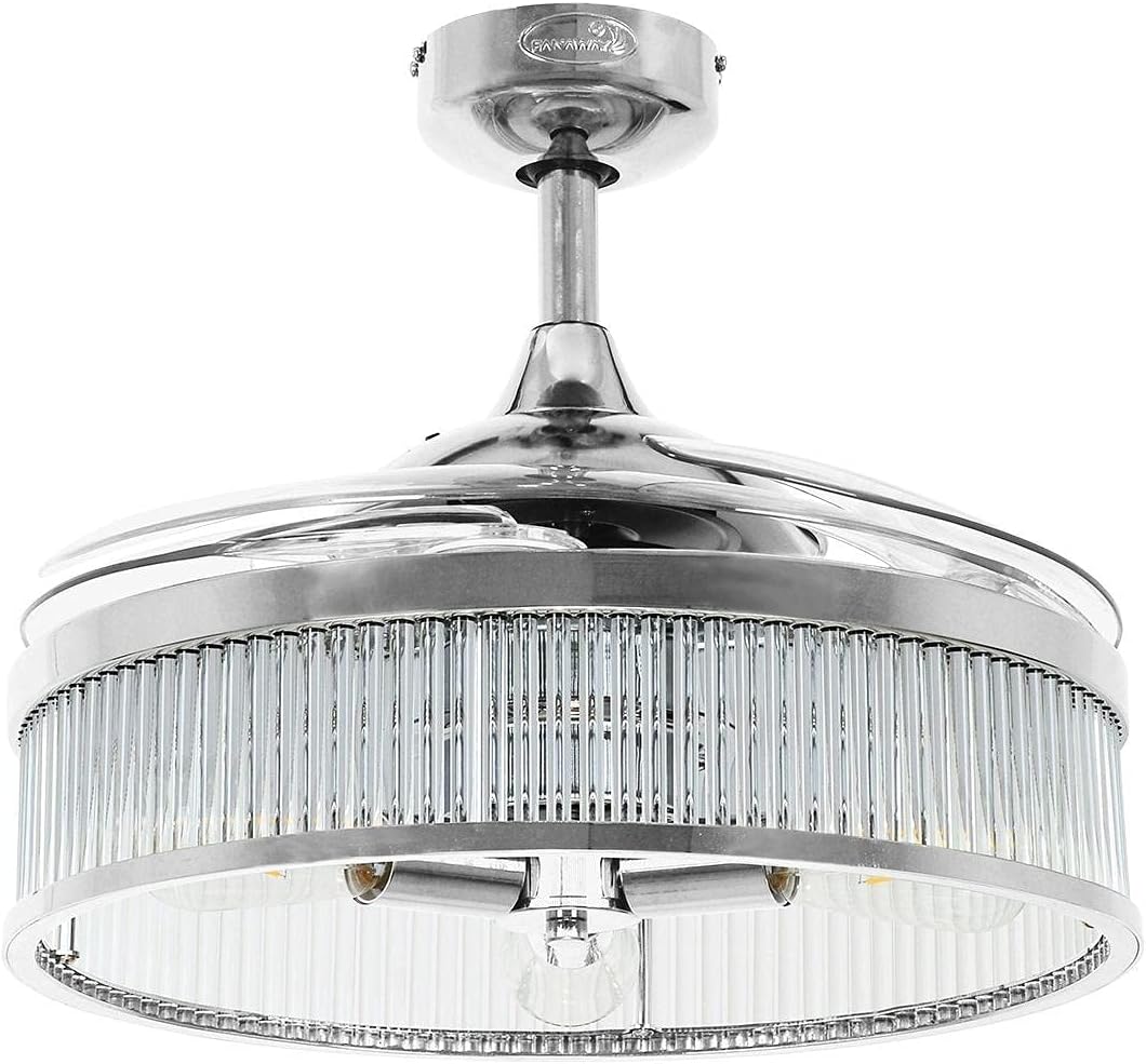 Lucci Air Fanaway Corbelle Fan, 51292901, Energy Efficient Retractable Blade and Unique Design Aesthetic, Chrome