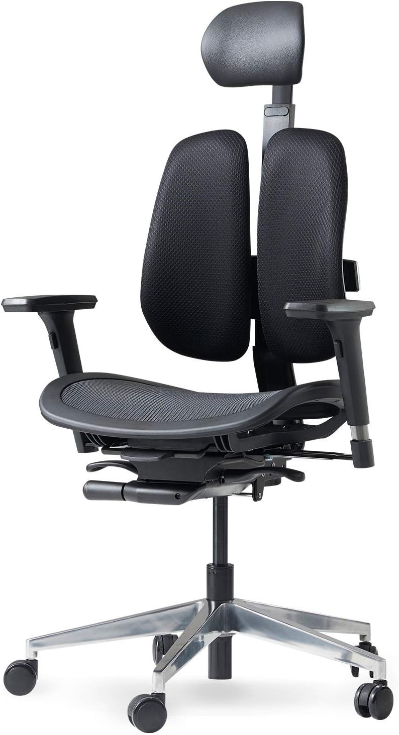 【DUOREST Alpha】 Dual-Back Home Office Desk Chairs - Ergonomic Office Chair, Office Chair with Lumbar Support, Best Office Chair for Posture, White Office Chair, Most Comfortable Office Chair (Black)