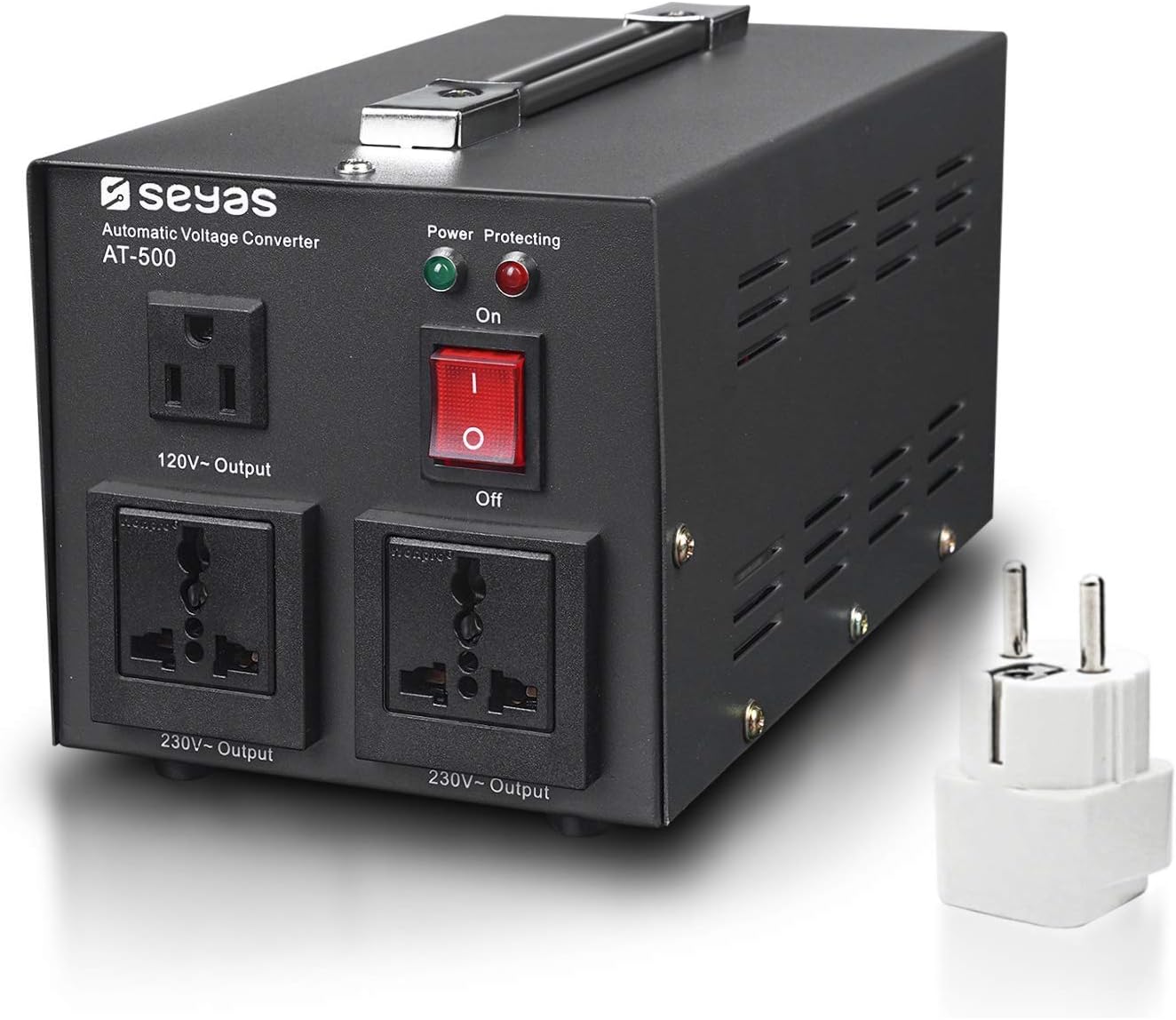 SEYAS 500W Auto Step Up & Step Down Voltage Transformer Converter, 110-120 to 220-240 Volts, Soft Start & Full Load, 7x24hrs Continous Run, Circuit Breaker Protection, U.S. Patent No. US9225259 B2 Pack of 2