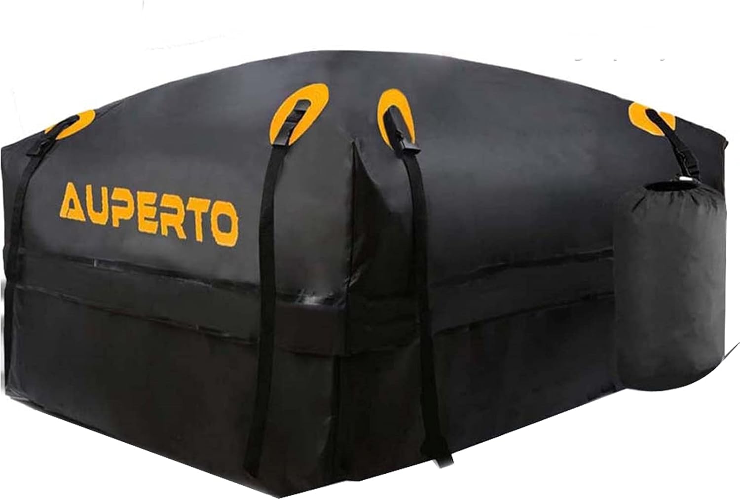 AUPERTO Rooftop Cargo Bag - 100% Waterproof 15 Cubic ft Roof Bag or Cars with Side Rails, Cross Bars or Rack