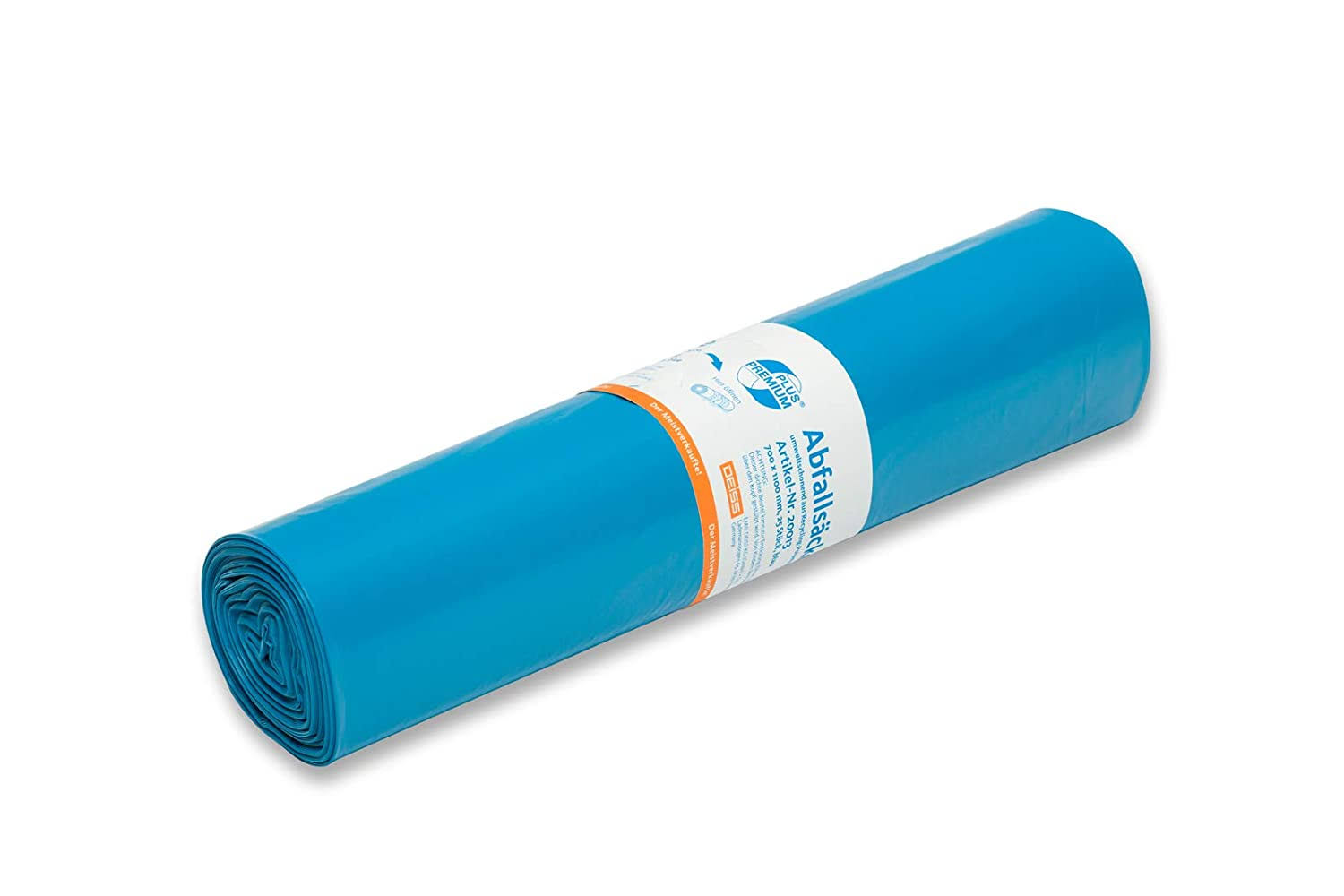 20013 Deiss Bin Liners, 120 L, 700 x 1100 mm, Type 60, Blue (Pack of 25)