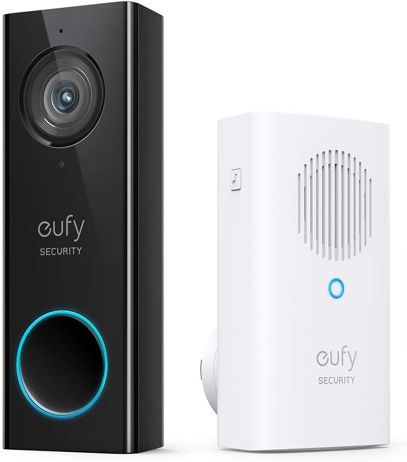 eufy Security, Wi-Fi Video Doorbell, 2K Resolution, No Monthly Fees, Local Storage, Human Detection, with Wireless Chime&ndash;Requires Existing Doorbell Wires and Installation Experience, 16-24 VAC, 30 VA