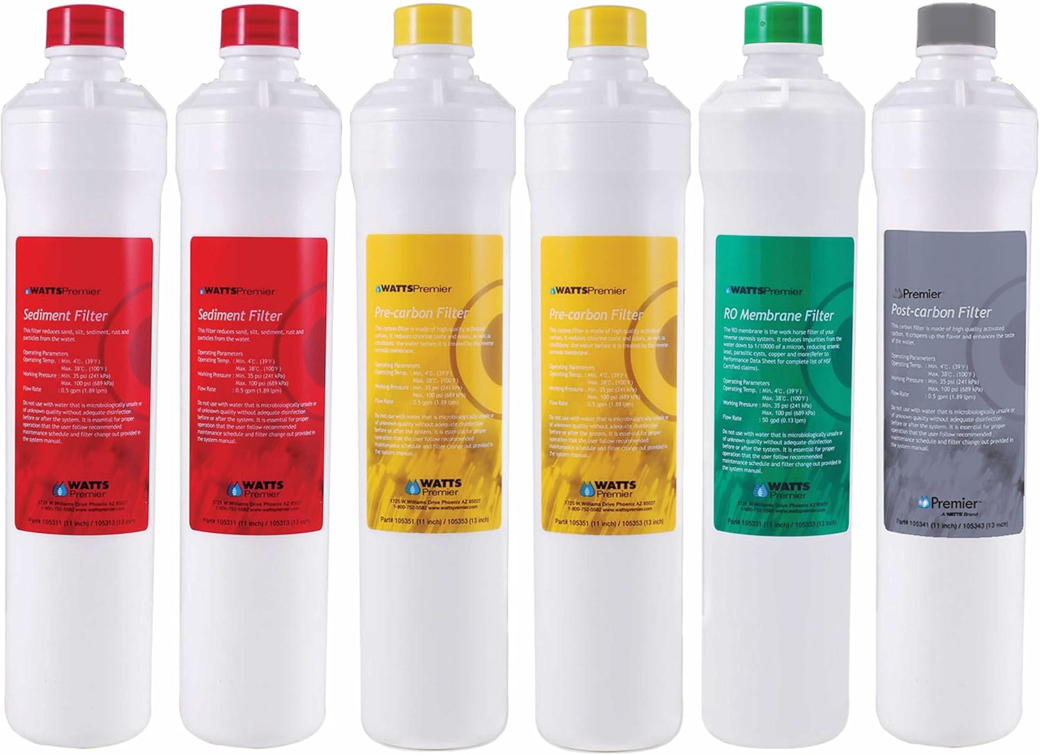 Watts Premier 531161 RO Pure Plus 6 Pack Filter Kit
