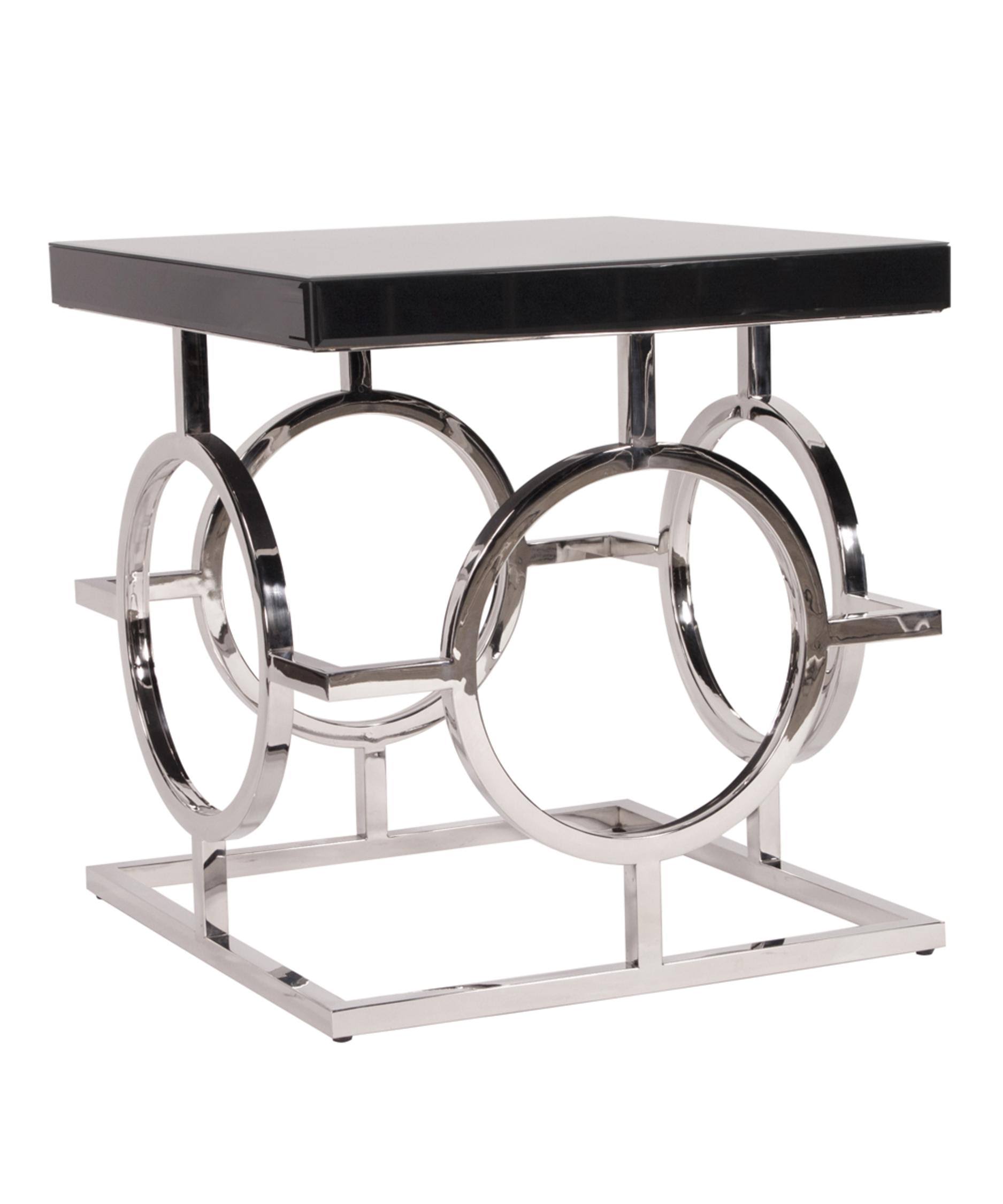 Howard Elliott Stainless Steel End Table with Black Top
