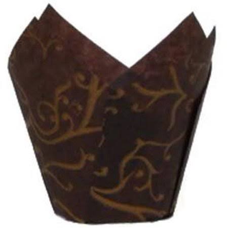 Novacart Brown Scroll Tulip Baking Cup (2000, 1-1/4x22 to 2-3/4x22 High)