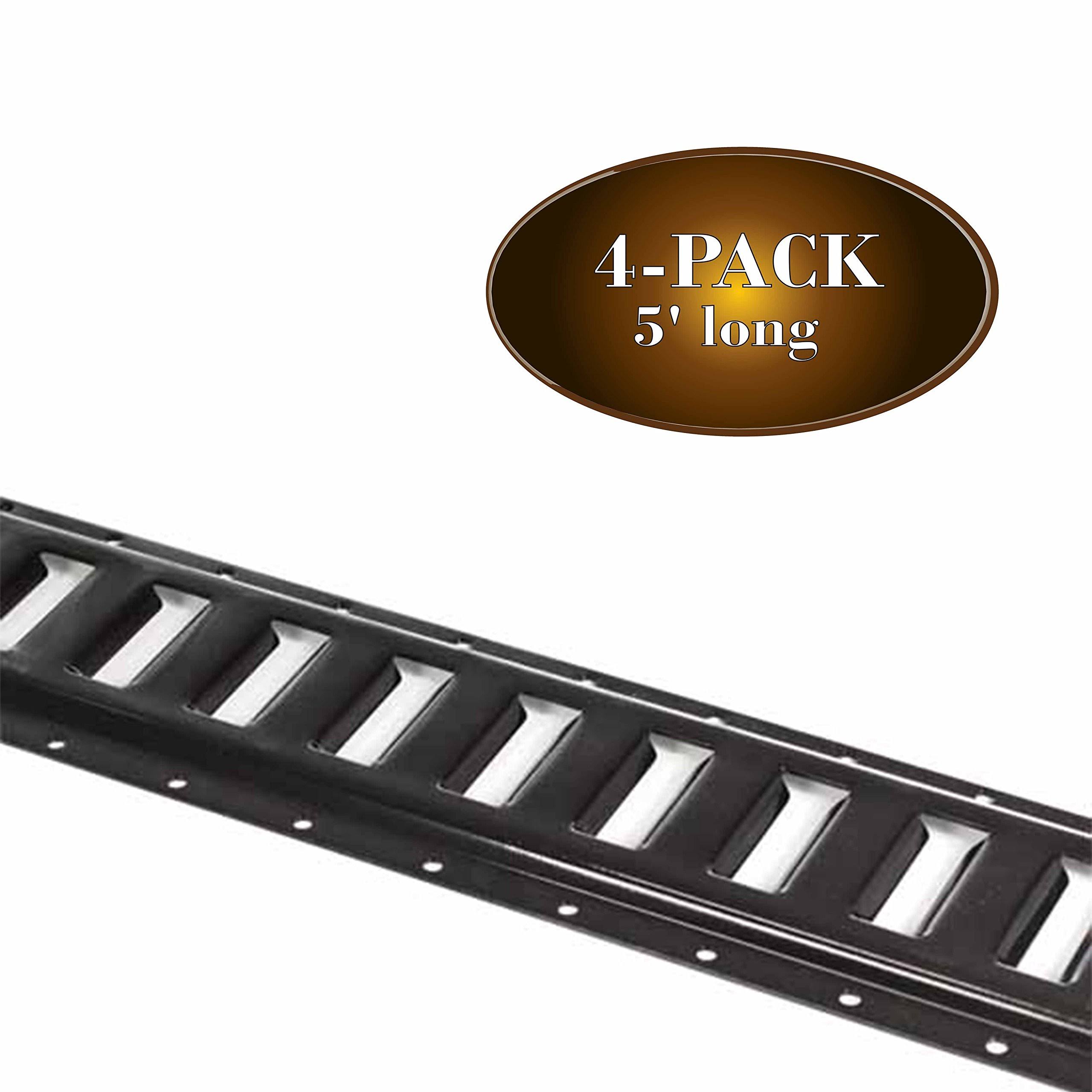 DC Cargo Mall 4pk E Track Tie-Down Rail, Black Powder-Coated 12 Gauge Steel ETrack Tiedowns, 5& x 5 inch Horizontal E-Tracks, Pa