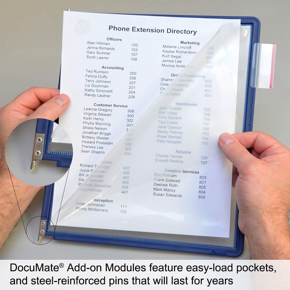 Ultimate Office DocuMate 20-Pocket Desk Reference Organizer with Black Easy-Load Pockets, Steel-Reinforced Pins, and Free Bonus Panel