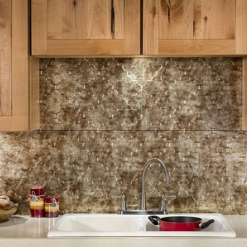 Fasade 18in x 24in Monaco Bermuda Bronze Backsplash Panel (5 Pack)