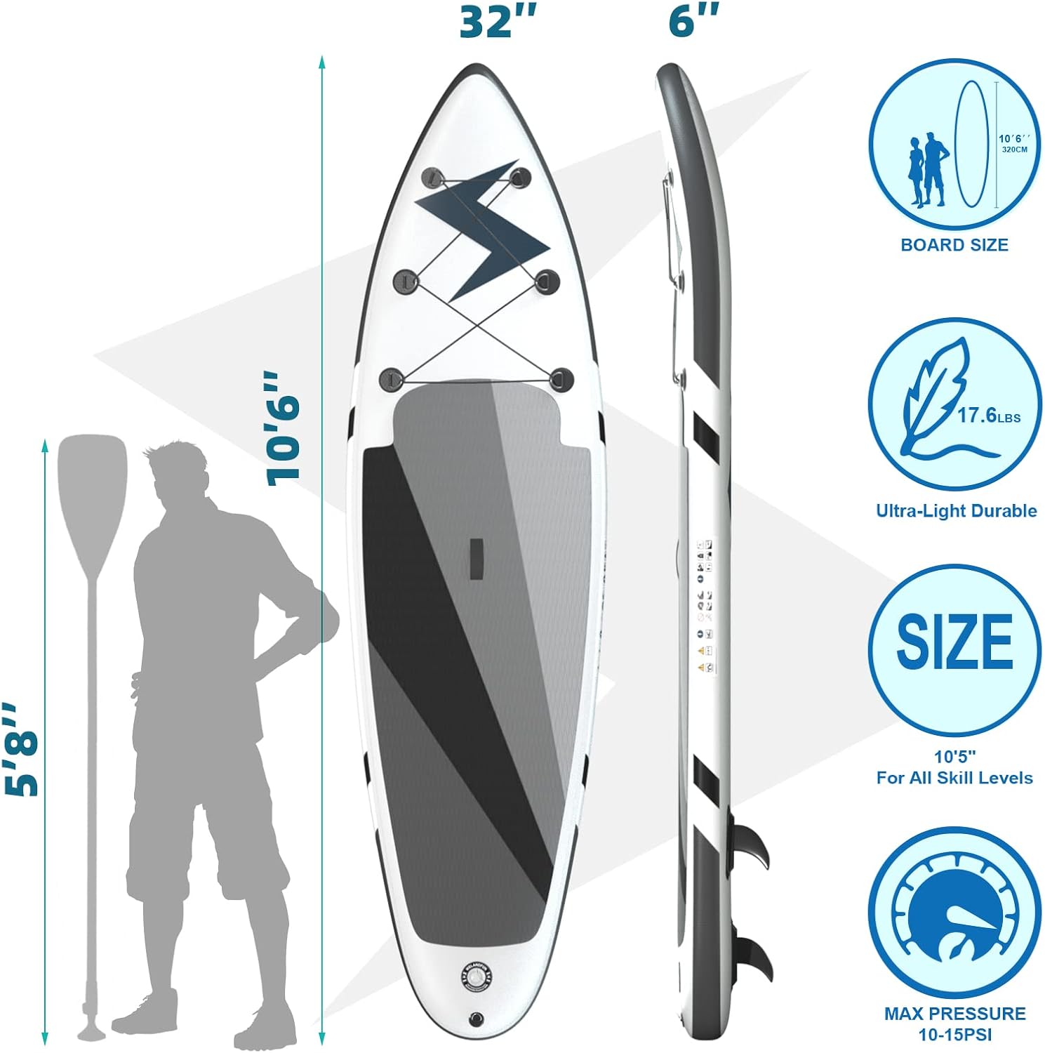ALIFUN Inflatable Stand Up Paddle Board 10'6