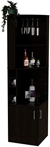 TUHOME Syrah Corner Bar Cabinet in Black