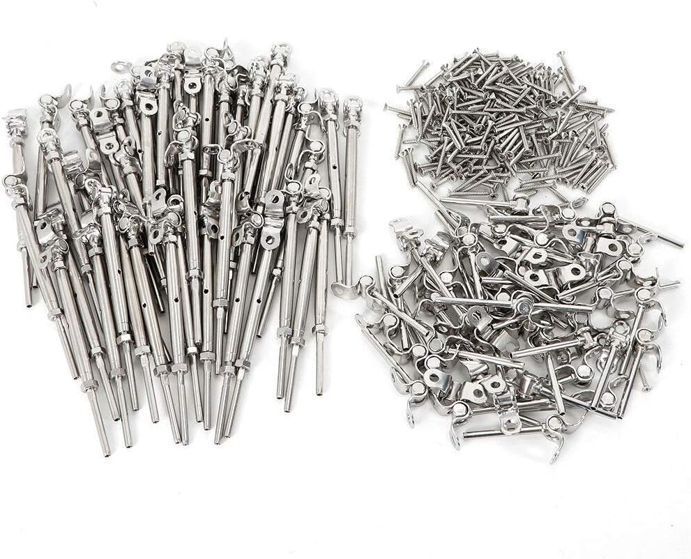 50 Pack 180&deg; Adjustable T-316 Stainless Steel Deck Cable Railing Kit fits 1/8