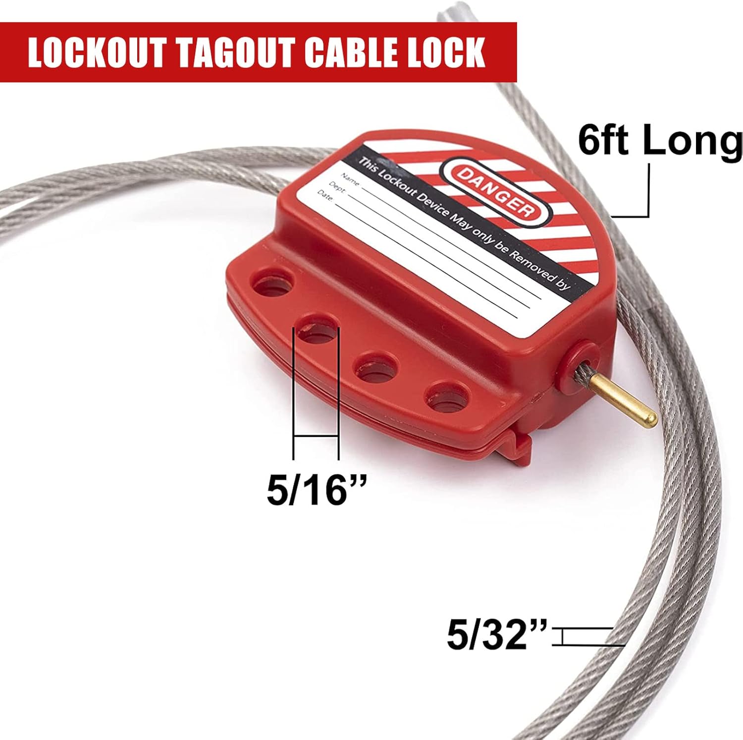 OMGTMD Adjustable Lockout Tagout Steel Cable with Vinyl Coated,1/4