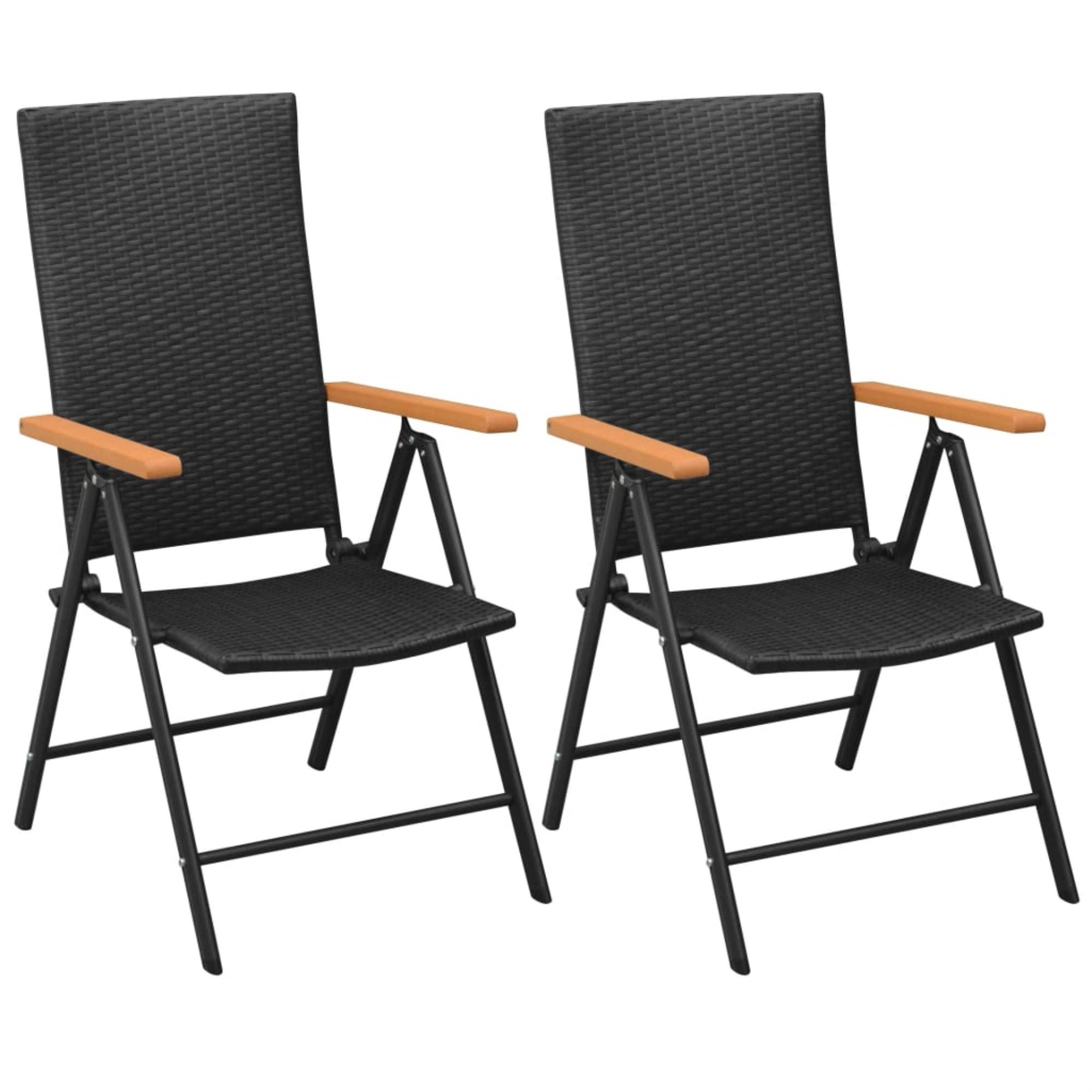 vidaXL Stackable Garden Chairs 2 Pcs Poly Rattan Black, 42798