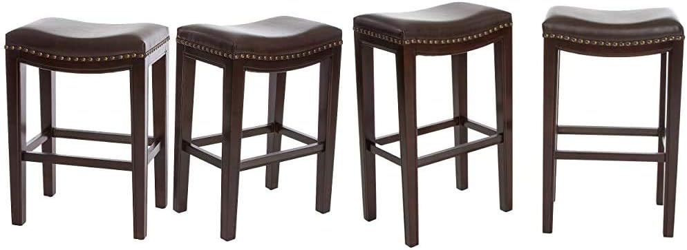 Christopher Knight Home Jaeden Backless Faux Leather Counter Stool, 2-Pcs Set, Brown