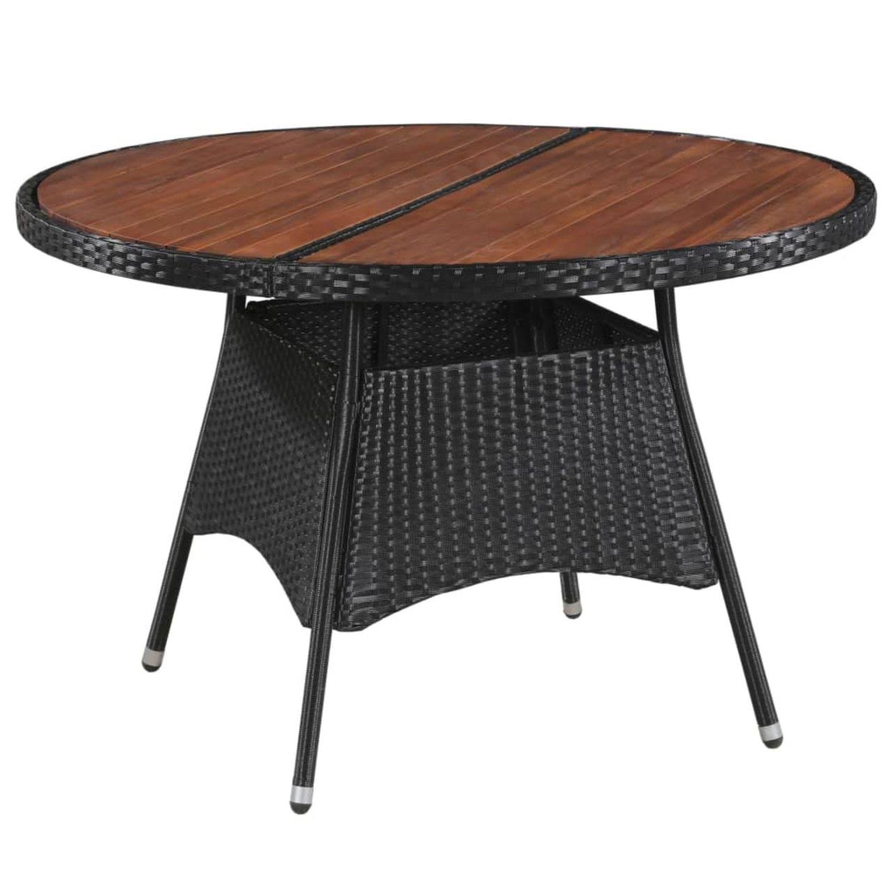 vidaXL Garden Table 45.3x22x29.1x22 Poly Rattan and Solid Acacia Wood