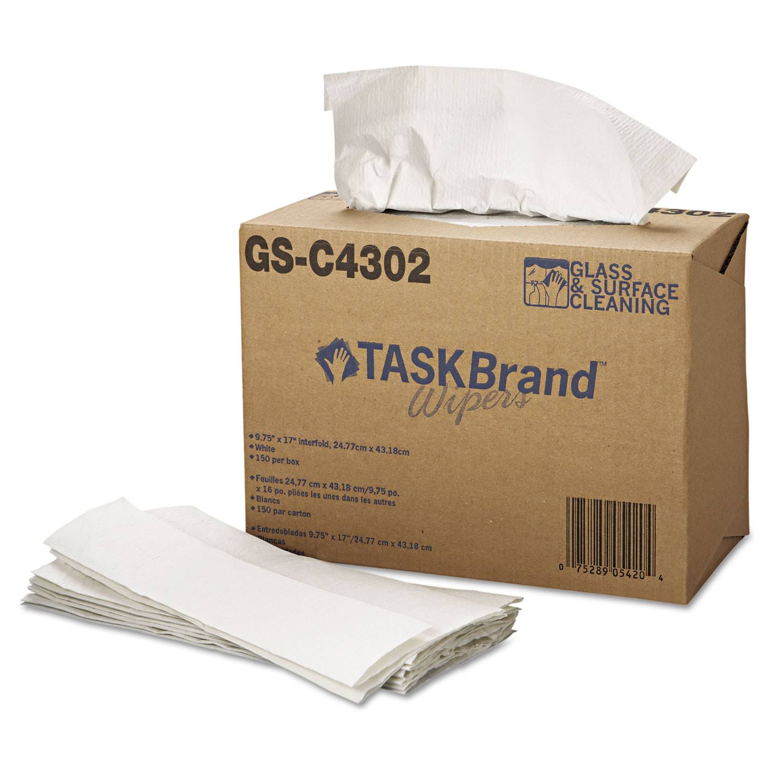 TASKBrand Glass and Surface Wipers, White, 150/Box, 6 Boxes/Ctn (HOSNE025IDW)