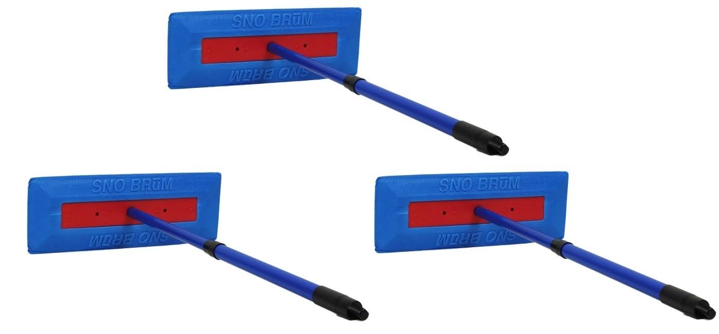 Sno Brum Original Snow Removal Tool with 19x22 to 30x22 Compact Telescoping Handle (3 Pack)