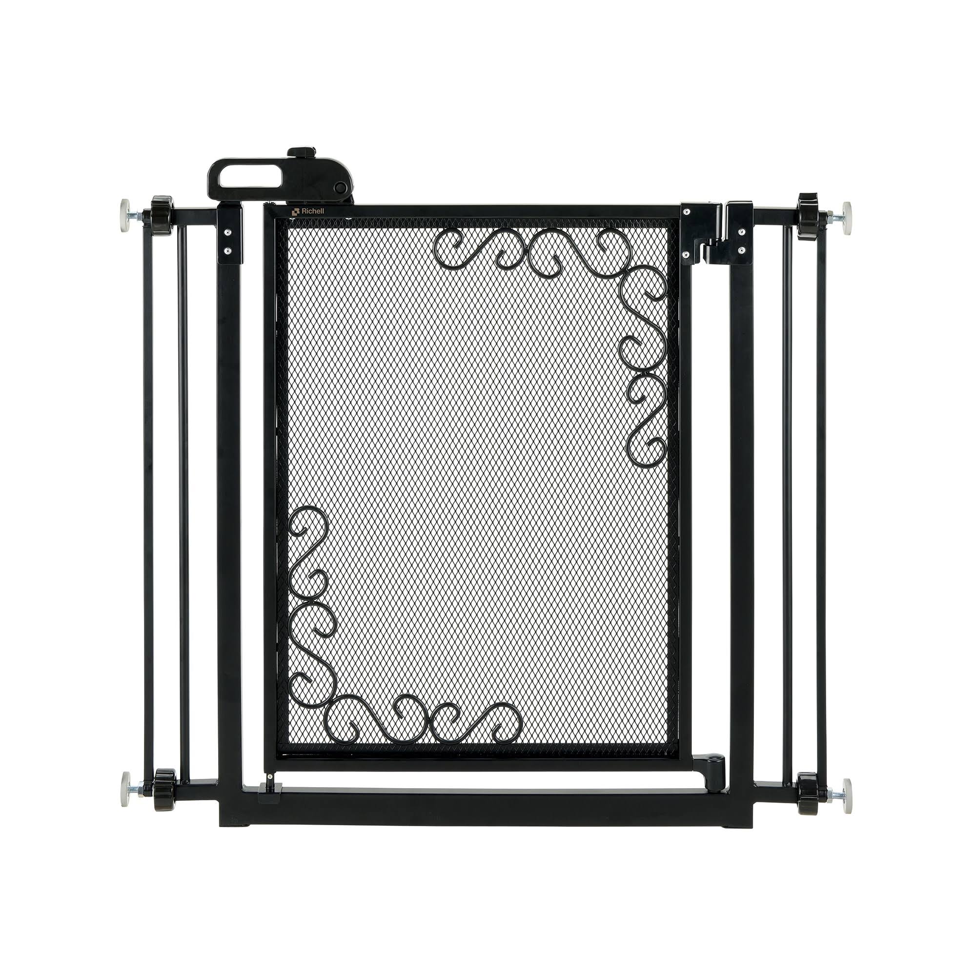 Richell One Touch Metal Mesh Pet Gate Black