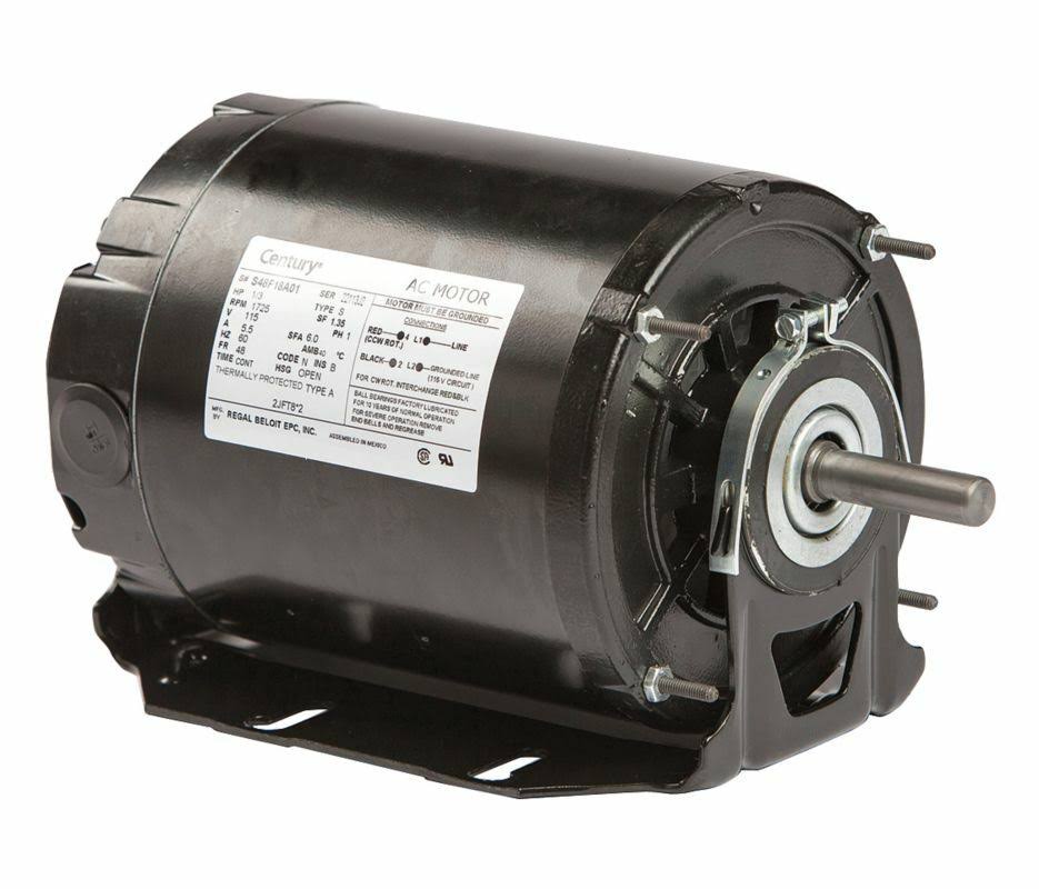 1/3 HP 1725 RPM 48Z Frame 115V Belt Drive Furnace Motor Ball BRG Century #922L