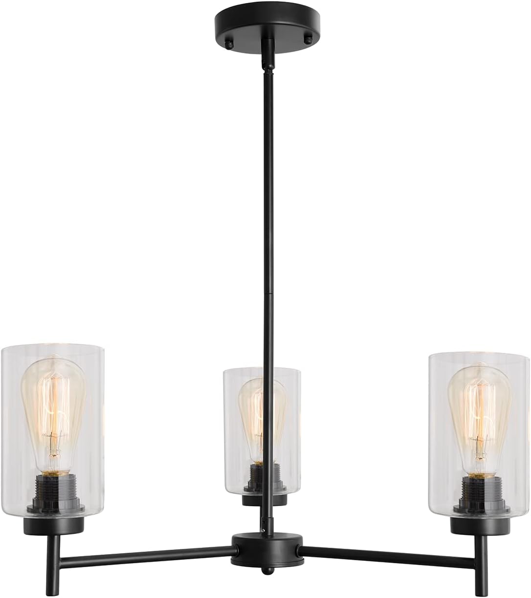 ADSENSTY Black Farmhouse Chandelier for Dining Room 6 Lights Modern Farmhouse Candle Style Chandeliers Lighting Fixture for Living Room Bedroom Kitchen Island
