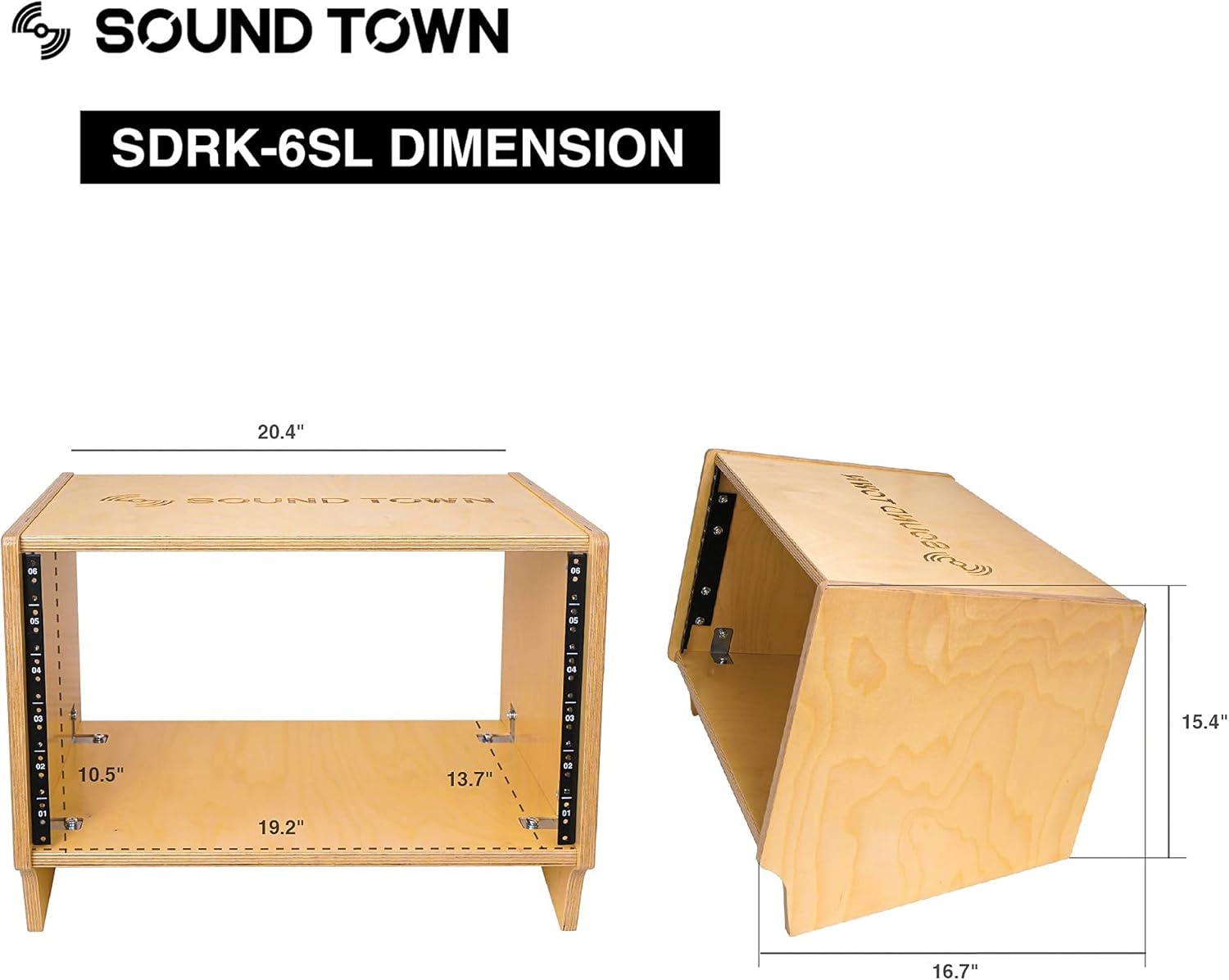 Sound Town 6U Space Baltic Birch Plywood Angled Desktop Turret Studio Equipment Rack (SDRK-6SL)