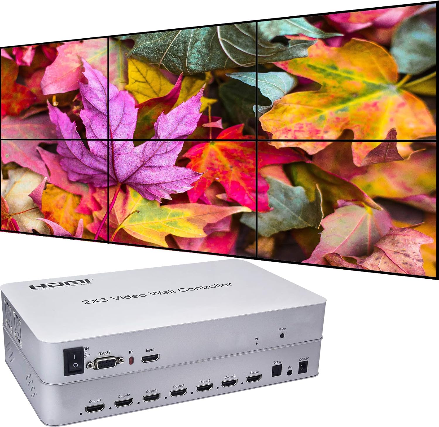 DEFACE Video Wall Controller 2x3 4K 3840x2160@30Hz Processor HDMI 1.4 HDCP 1.4 Support 1x2,2x1,2x2,2x3 with 1 HDMI Input 6 HDMI Output