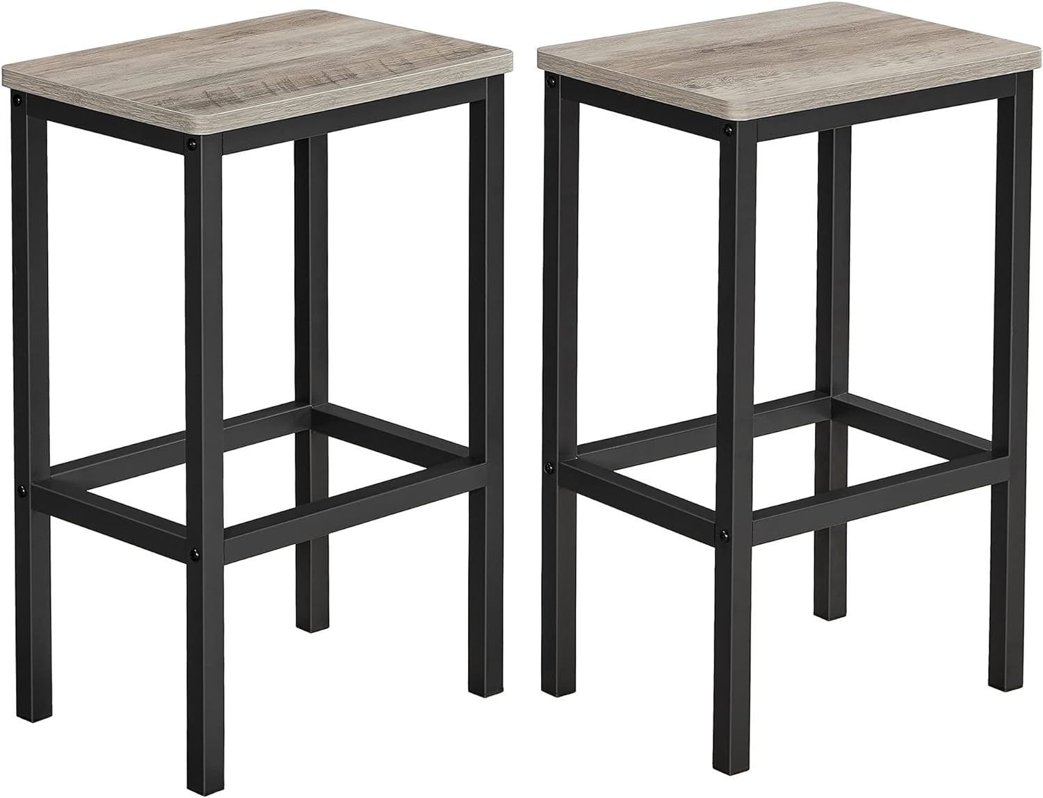 VASAGLE Bar Stools, Set of 2 Bar Chairs, Kitchen Breakfast Bar Stools with Footrest, Industrial in Living Room, Party Room, Rustic Brown and Black ULBC65X