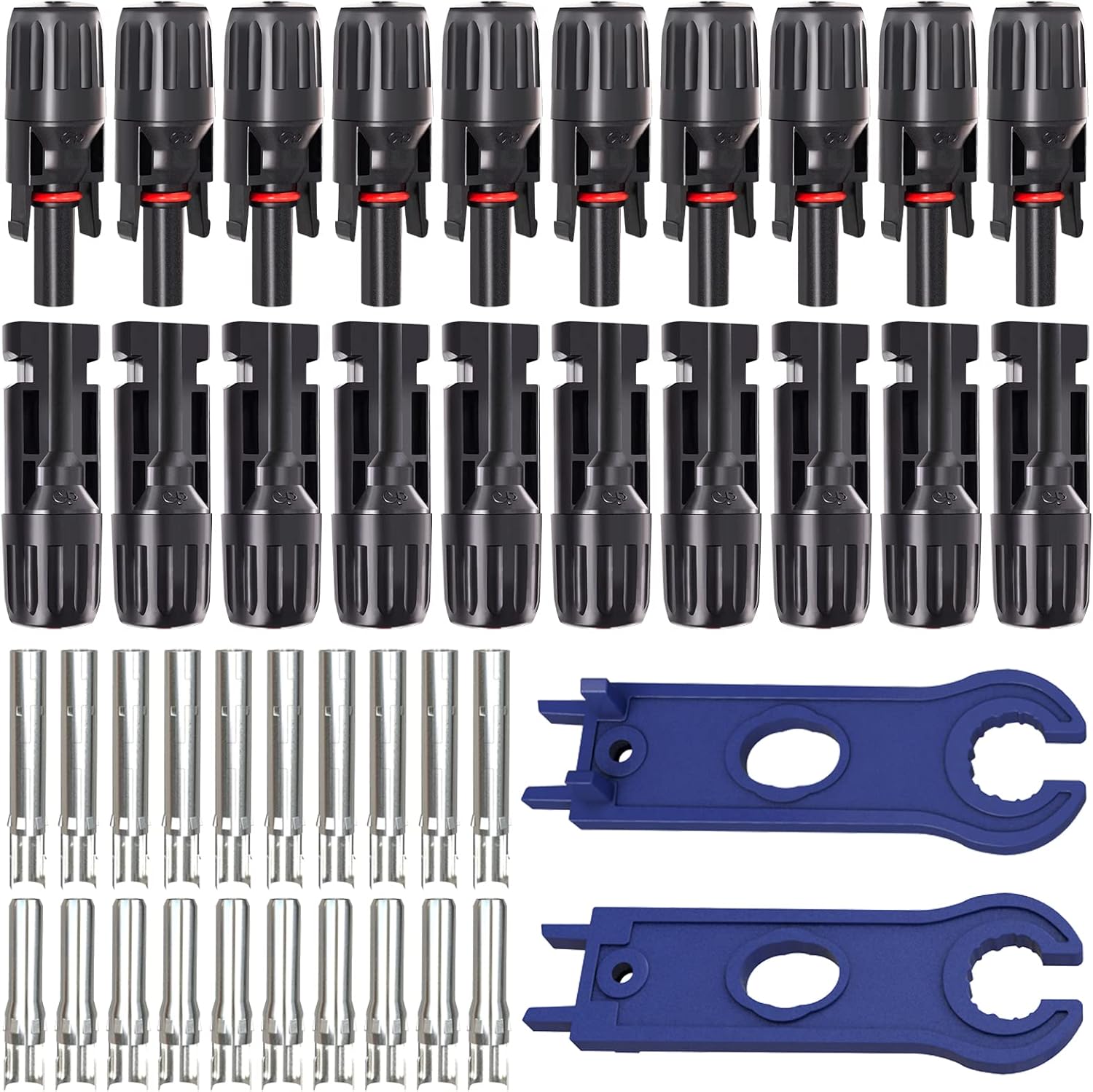 Goupchn 10 Pairs Solar Connectors Male Female with Dual Spanners, Solar Panel Cable Connectors, IP67 Waterproof Connector 1000V 30A Pack of 2